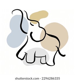 Elephant Line Art Decoration Vector