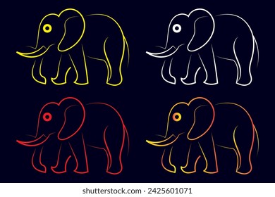 Elephant line art design editable active stroke vector.