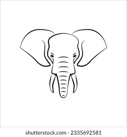 Elephant line art logo icon design. Simple modern minimalist animal logo icon illustration vector.