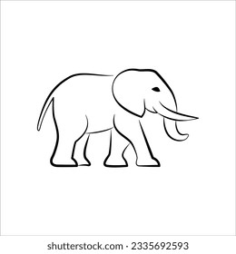 Elephant line art logo icon design. Simple modern minimalist animal logo icon illustration vector.