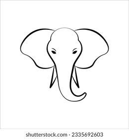 Elephant line art logo icon design. Simple modern minimalist animal logo icon illustration vector.