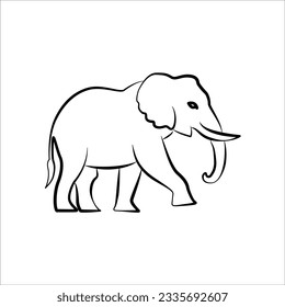 Elephant line art logo icon design. Simple modern minimalist animal logo icon illustration vector.