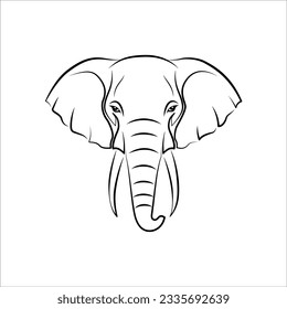 Elephant line art logo icon design. Simple modern minimalist animal logo icon illustration vector.