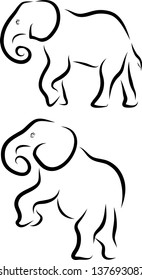 Elephant Line Art Pair
