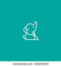 Elephant Line Art. Simple Minimalist Logo Design Inspiration. Vector Illustration.