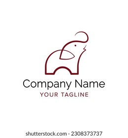 elephant with line art style logo icon vector illustration