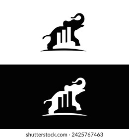 elephant with line art style logo icon vector illustration