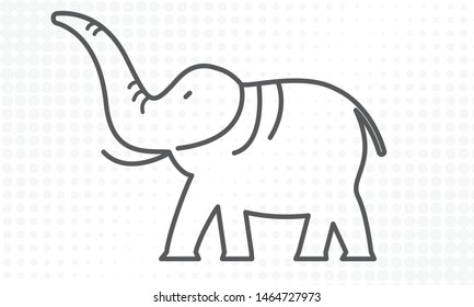 Elephant with line art style for your logo or label design. Vector illustration.