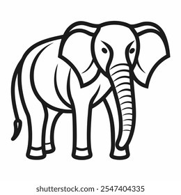 elephant line art vector icon on white background 