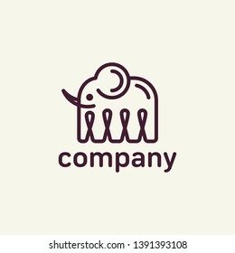 elephant line art vector logo. 