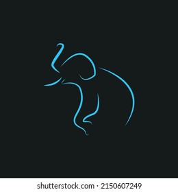 Elephant Line Blue Simple Logo