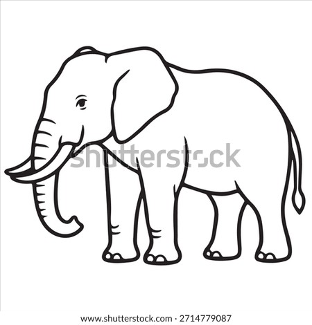 Elephant line drawing art coloring page