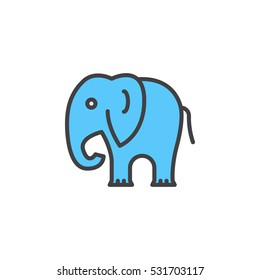 Elephant line icon, filled outline vector sign, linear colorful pictogram isolated on white. Symbol, logo illustration