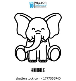 Elephant line icon, outline vector sign. Animal concept. Eps 10 vector illustration.