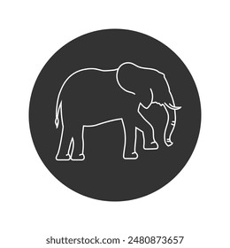 Elephant line icon vector sign symbol in flat