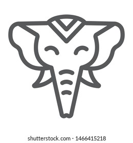 Elephant line icon, zoo and wildlife, african animal sign, vector graphics, a linear pattern on a white background, eps 10.