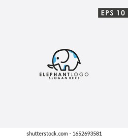 Elephant Line Logo Design Vector Template With Logogram Style