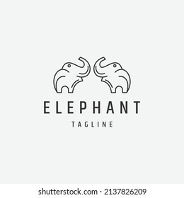 Plantilla de diseño de iconos de la línea del elefante