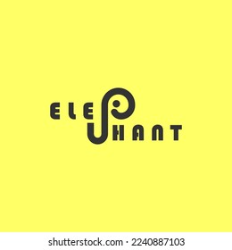 Elephant line logo symbol vector. Letter p editable font.