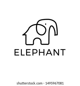 Elephant Line Logo Vector Template