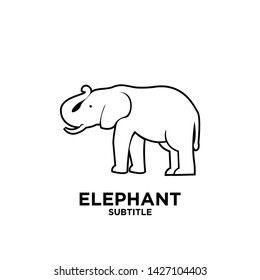 elephant line outline black white logo icon design vector illustration
