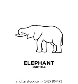 elephant line outline black white logo icon design vector illustration