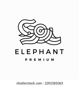 Elephant line outline monoline Jumping Logo vector Icon Illustration
