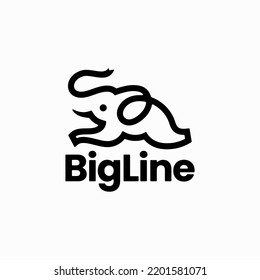 Esbozo de línea elefante monolina Salto Logotipo vector Icono Ilustración