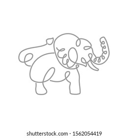 Elephant Line Signature Logo Design Illustration isolated