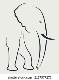 Elephant. Line Sketch, Logo, Tattoo or Template for Print on T-Shirts