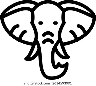 Elephant Line Vector Icon Design