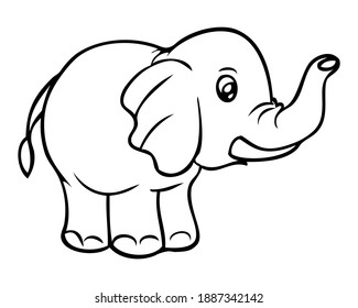 elephant line vector illustration,isolated on white background,animals top view