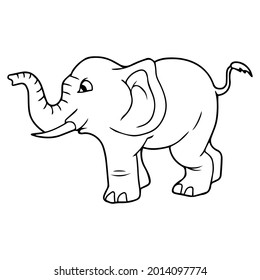 elephant line vector illustration,isolated on white background,top view