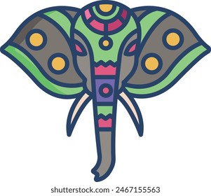 Elephant linear color vector illustration