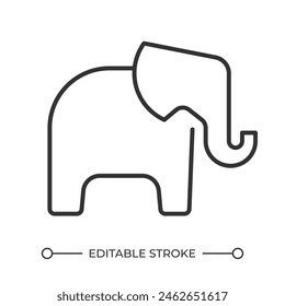 Elephant linear icon. Animal illustration. Nature conservation symbol. Wild animal. African elephant. Thin line illustration. Contour symbol. Vector outline drawing. Editable stroke