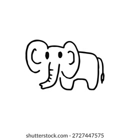 Elefante lineare Skizze auf weißem Hintergrund