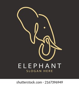 Elefante Linie Art Logo Design Vektor. Kreatives lineares Tier-Goldlogotype.