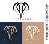 elephant with lineart style logo design