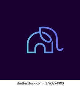 elephant with lineart style logo design