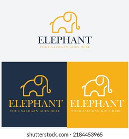 elephant with lineart style logo design