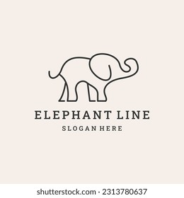 elephant with lineart style logo design