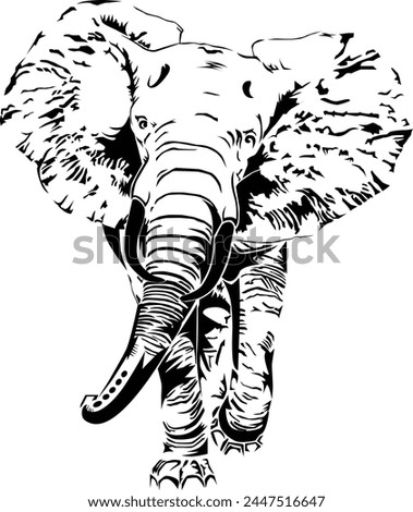 elephant lineart vector silhoutte editable eps format