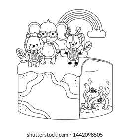 Elephant lion and reindeer cartoon design