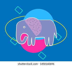 elephant, little animal illustration vector for cartoon, coloring book or page, and kids t-shirt design