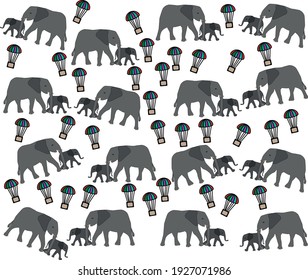 elephant and little elephant and parachute pattern