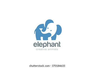 Elephant Logo abstract design vector template Negative space style.
Wild animal zoo Logotype concept icon.