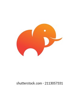 Plantilla vectorial de diseño de silueta abstracta con logotipo de elefante. Icono de concepto de Logotipo Mammoth