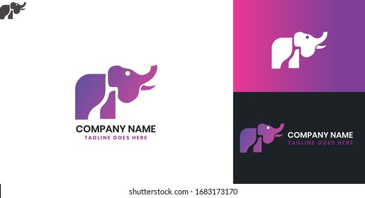 Elephant Logo - All elements on this template are editable with vector software.