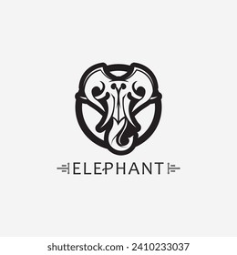 Plantilla de diseño de vectores para elefantes con logotipo animal