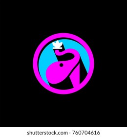 elephant logo in black background.